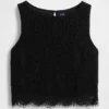 Lace Boatneck Crop Shell Top