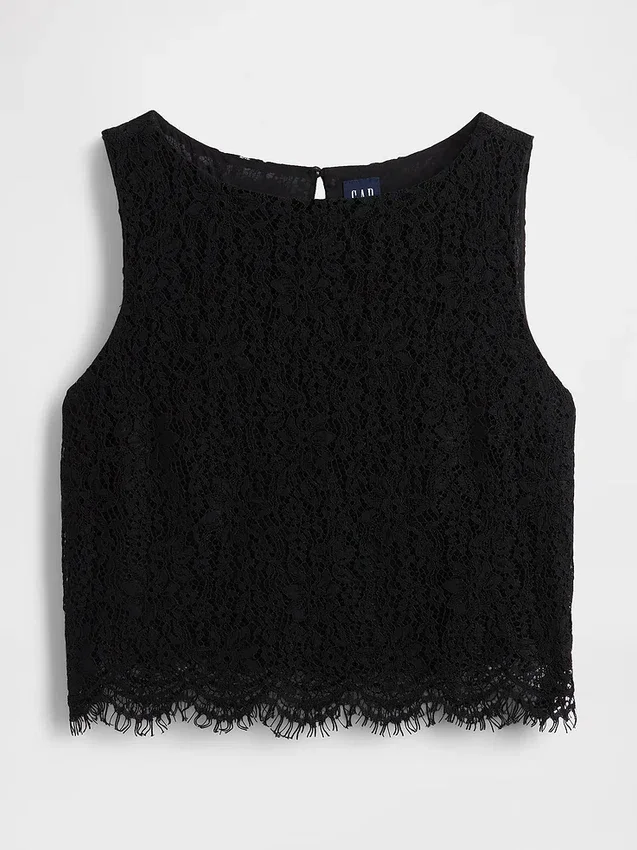 Lace Boatneck Crop Shell Top