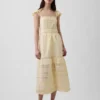 Lace Ruffle Voile Maxi Dress