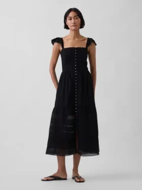 Lace Ruffle Voile Maxi Dress