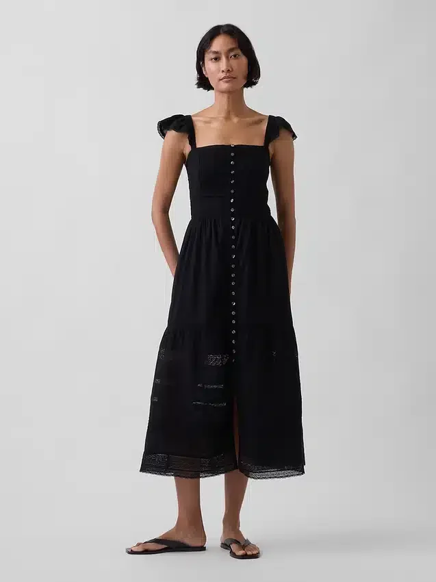Lace Ruffle Voile Maxi Dress