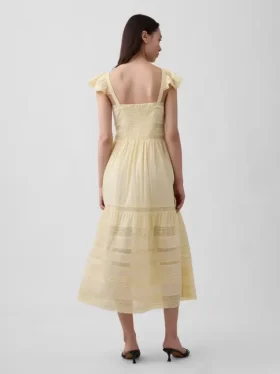 Lace Ruffle Voile Maxi Dress