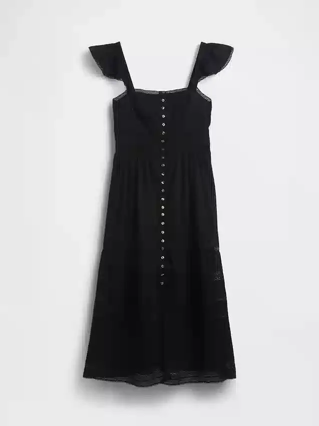 Lace Ruffle Voile Maxi Dress
