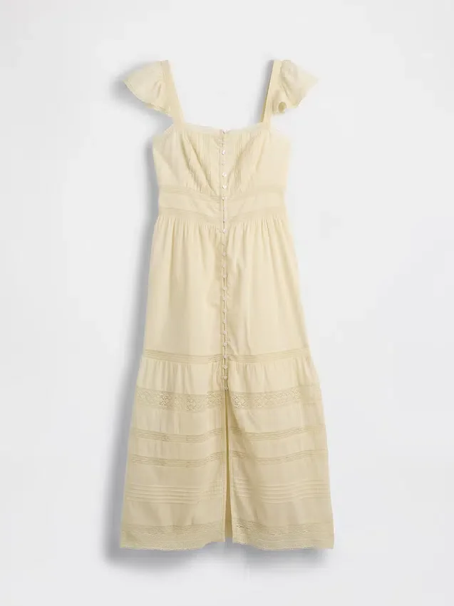 Lace Ruffle Voile Maxi Dress