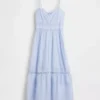 Lace-Trim Button-Front Maxi Dress