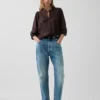 Lace-Trim Button-Front Swing Top