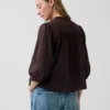 Lace-Trim Button-Front Swing Top