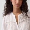 Lace-Trim Button-Front Swing Top