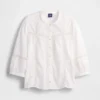 Lace-Trim Button-Front Swing Top
