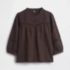Lace-Trim Button-Front Swing Top
