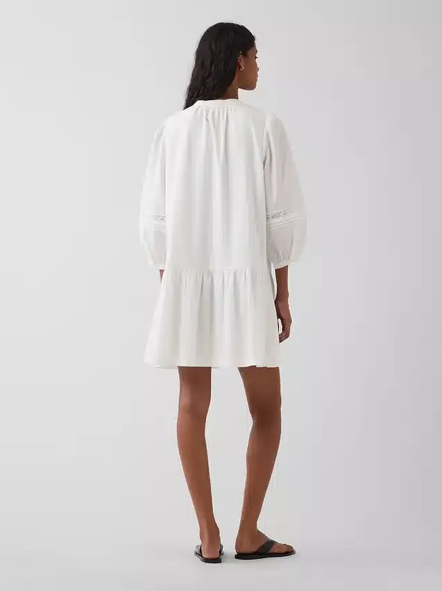 Lace-Trim Drop-Waist Mini Dress