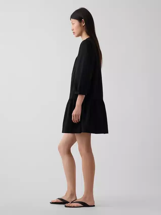 Lace-Trim Drop-Waist Mini Dress