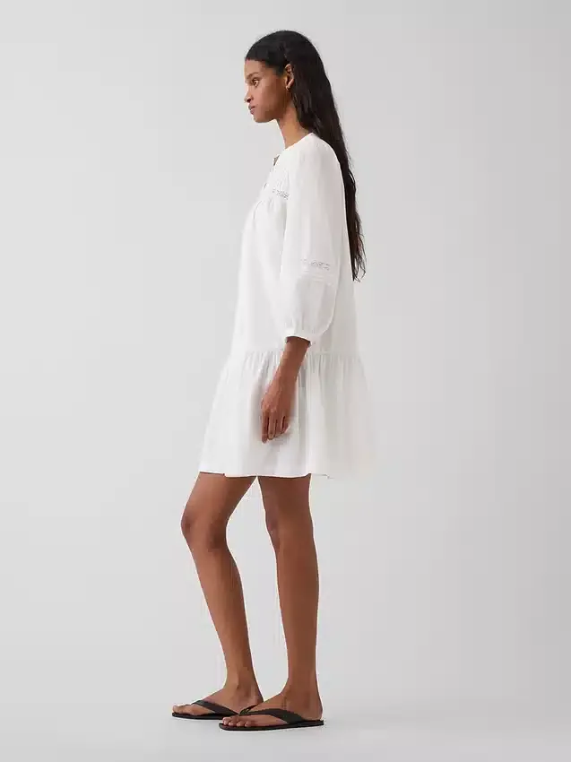 Lace-Trim Drop-Waist Mini Dress