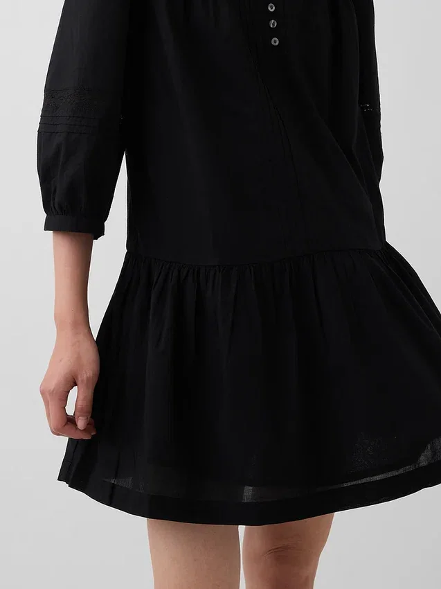 Lace-Trim Drop-Waist Mini Dress