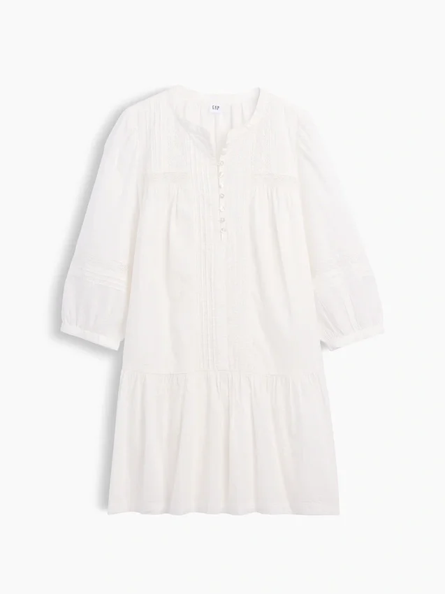 Lace-Trim Drop-Waist Mini Dress