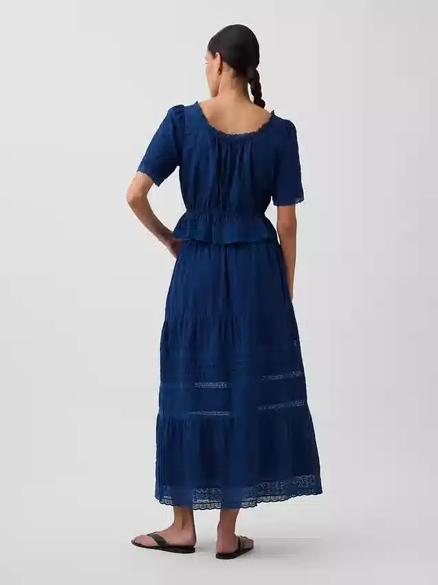 Lace-Trim Maxi Skirt