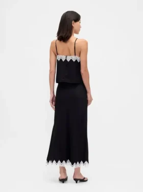 Lace-Trim Maxi Skirt