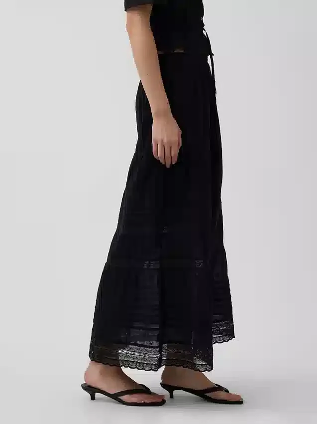Lace-Trim Maxi Skirt