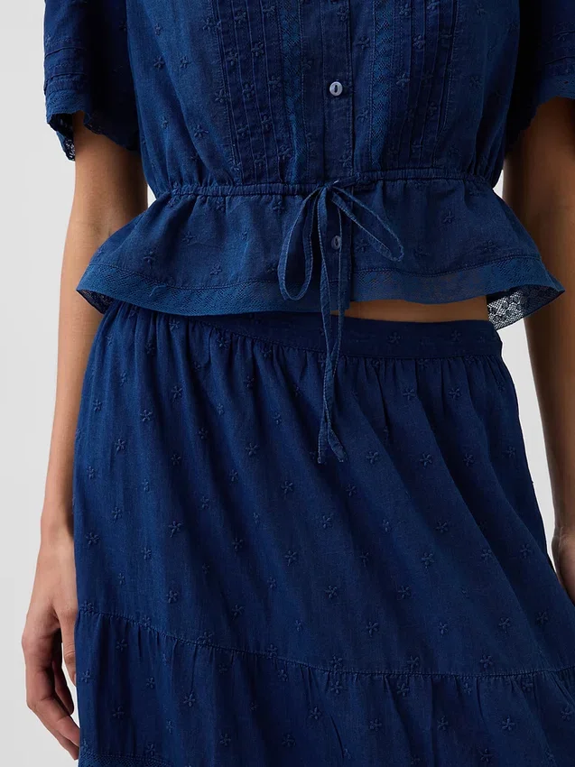 Lace-Trim Maxi Skirt