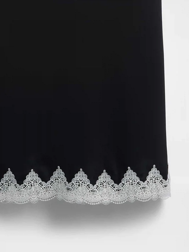 Lace-Trim Maxi Skirt