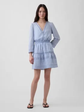Lace-Trim Mini Dress