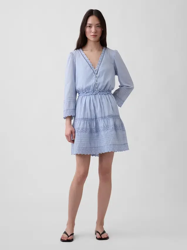 Lace-Trim Mini Dress