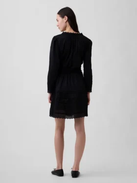 Lace-Trim Mini Dress