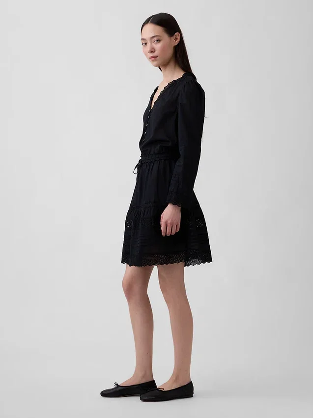 Lace-Trim Mini Dress