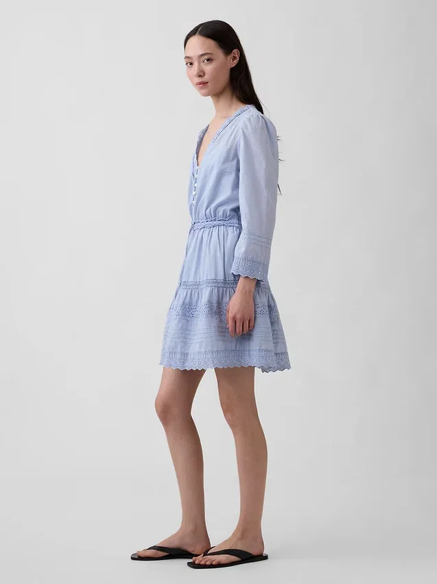 Lace-Trim Mini Dress