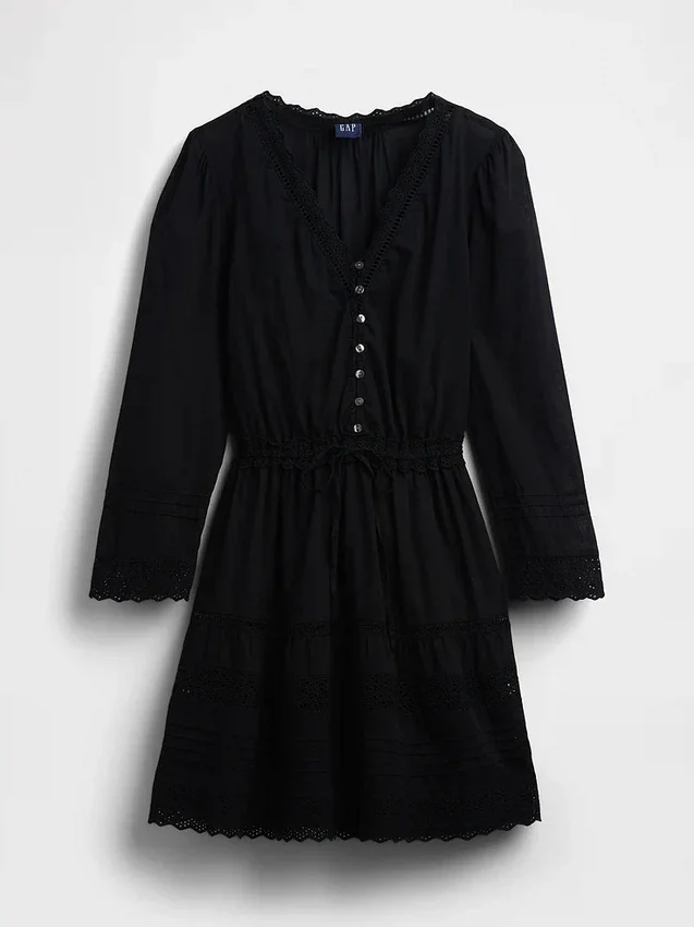 Lace-Trim Mini Dress