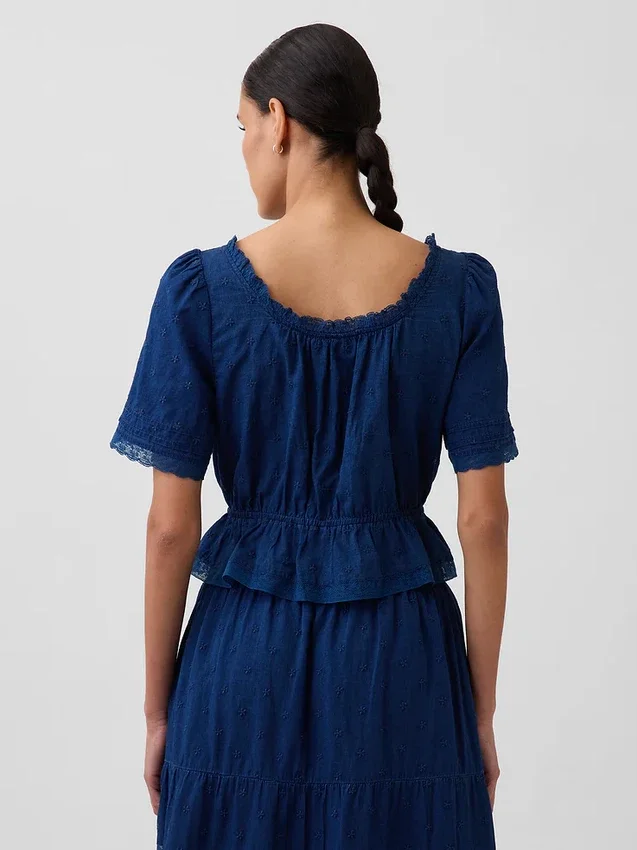Lace-Trim Peplum Top