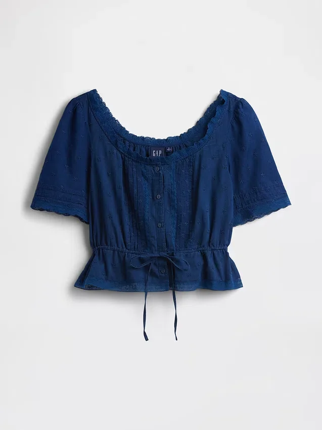 Lace-Trim Peplum Top