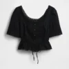 Lace-Trim Peplum Top