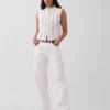 Lace-Trim Pintuck Button-Front Top