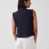 Lace-Trim Pintuck Button-Front Top