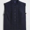 Lace-Trim Pintuck Button-Front Top