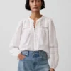 Lace-Trim Pintuck Top