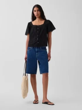 Lace-Trim Square-Neck Swing Top
