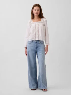Lace-Trim Square-Neck Top