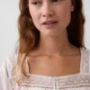 Lace-Trim Square-Neck Top