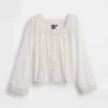 Lace-Trim Square-Neck Top