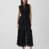 Lace-Trim Tiered Midi Shirtdress