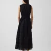 Lace-Trim Tiered Midi Shirtdress