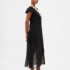 Lace-Trim V-Neck Maxi Dress