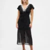Lace-Trim V-Neck Maxi Dress