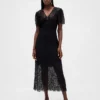 Lace V-Neck Midi Dress