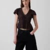 Lace Voile Peplum Crop Top