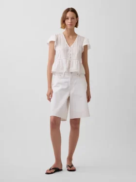 Lace Voile Peplum Crop Top