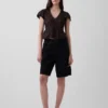 Lace Voile Peplum Crop Top