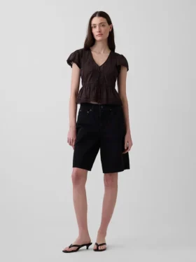 Lace Voile Peplum Crop Top